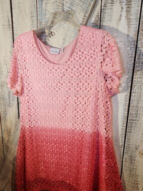 KIM RODGERS 1X  Ombre Pinks Lace Lined Shortdress ,feminine Vacay